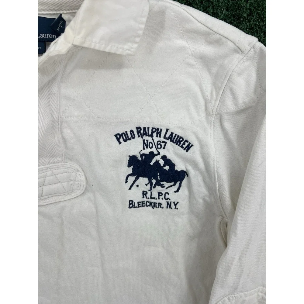 Polo Ralph Lauren Long Sleeve Shirt M White Vintage 1967 Dual Match Big Logo